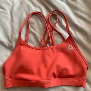 Reebok Strappy Back Sports Bra, Orange/Red Size S